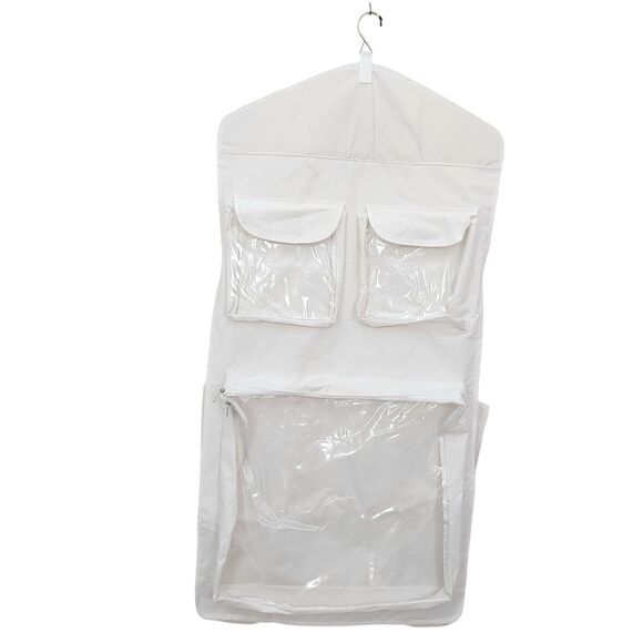 Double Sided Hanging Closet Organizer Storage Bag White 22in x 47in - Picture 1 of 9